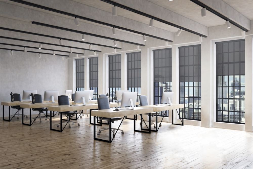 Shades in an open office