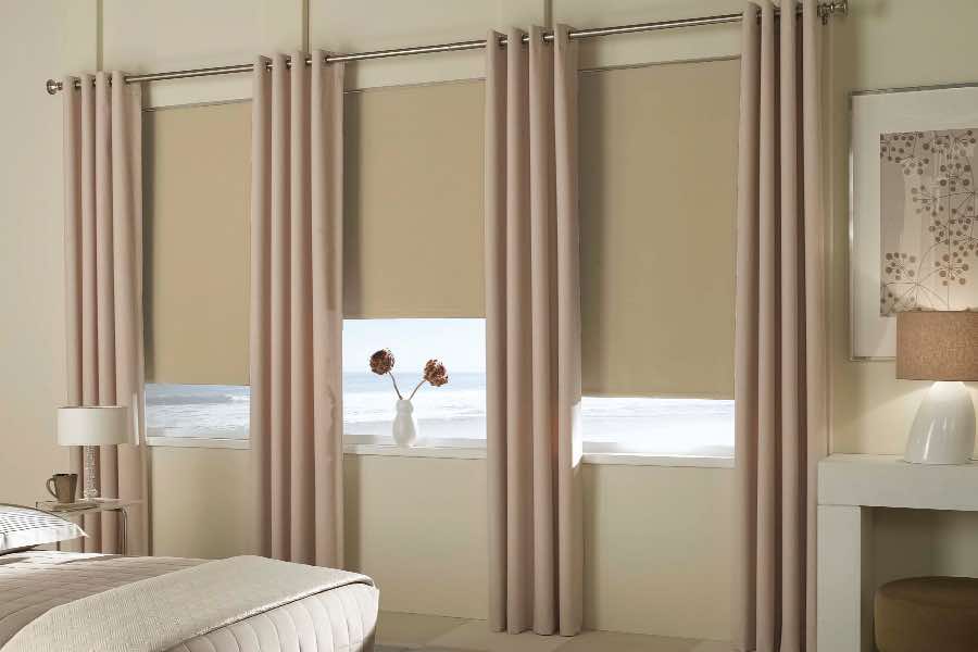 Don't want to be disturbed by outside light? Install opaque room-darkening window shades. Sheer window shades on bedroom windows