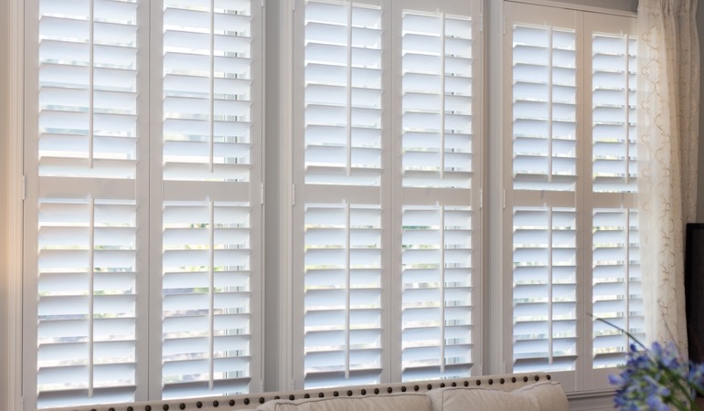 Faux wood plantation shutters in Las Vegas